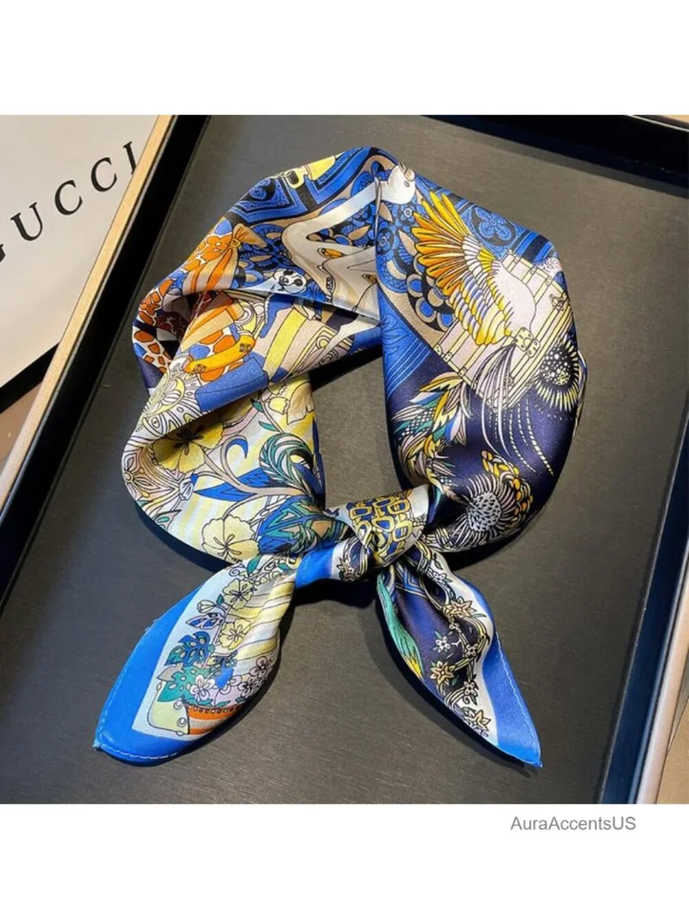 100% Mulberry Silk Square Scarf Lightweight Neckerchief Digital Print